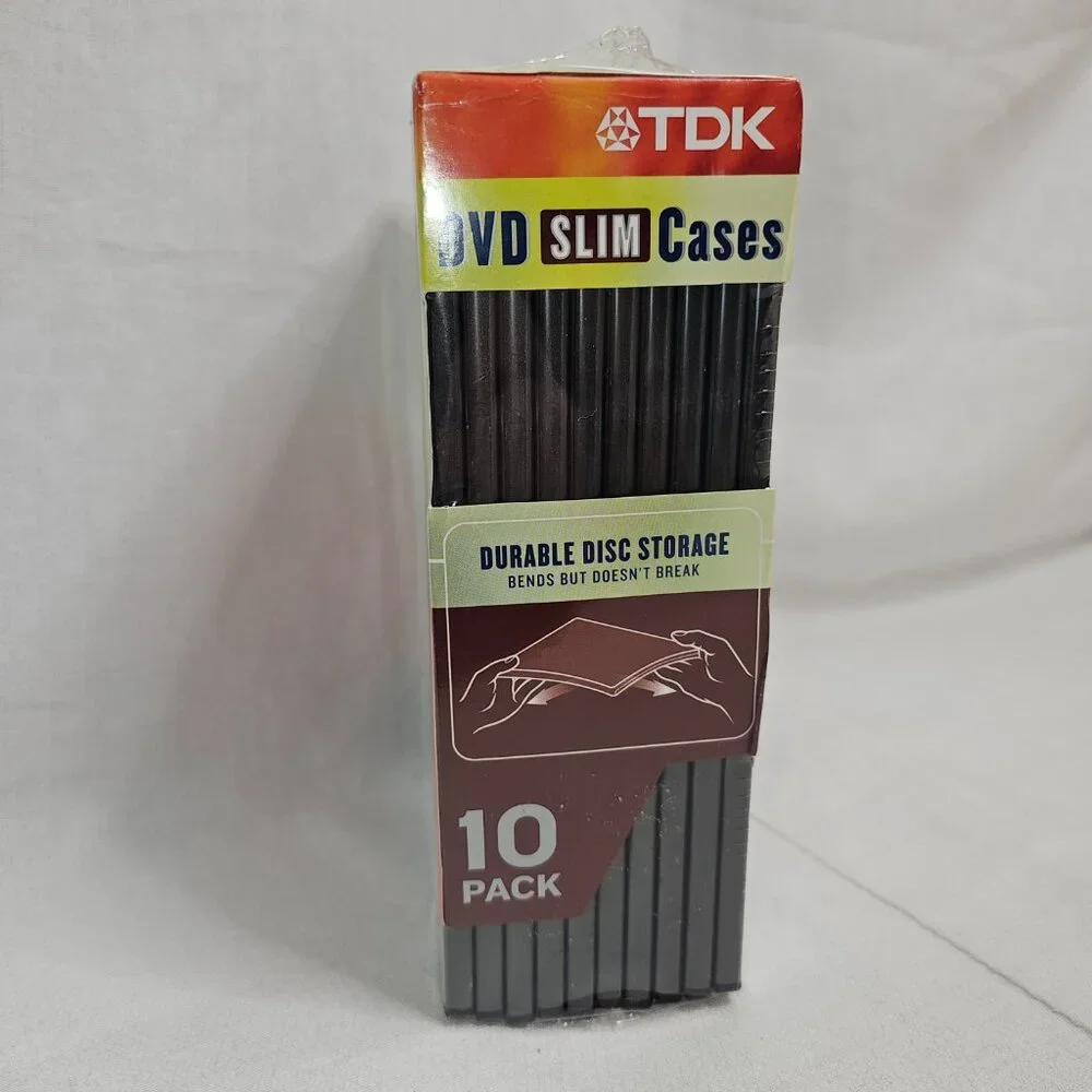 NEW - TDK 10 PACK Durable DVD Slim Cases Storage